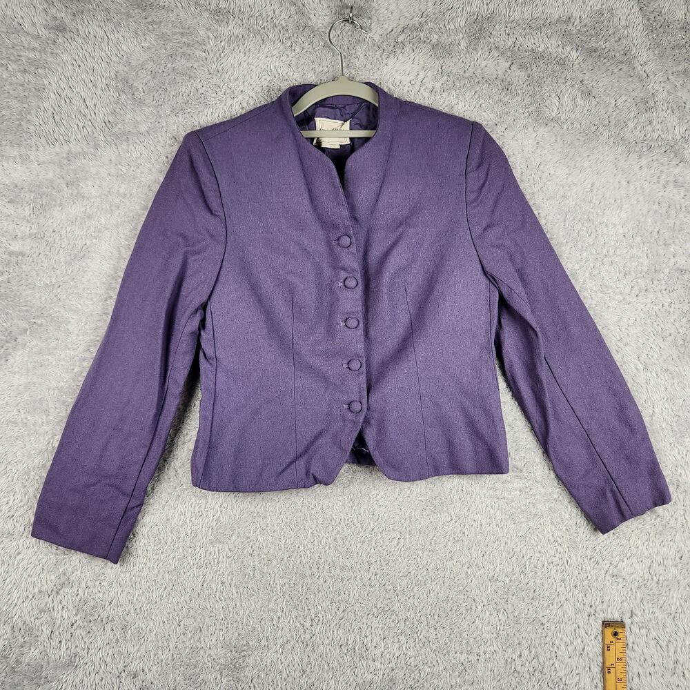 Vintage Daniel Niveau Blazer Womens 10 Purple Wool Jacket Japan Cropped 80s